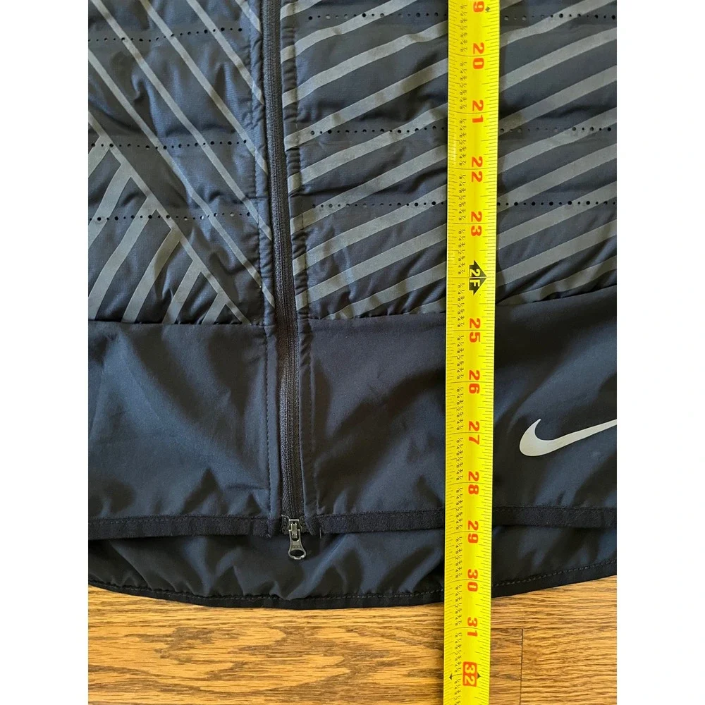 Nike Aeroloft Running Vest Mens XL Black Geometric Reflective Down Fill Training